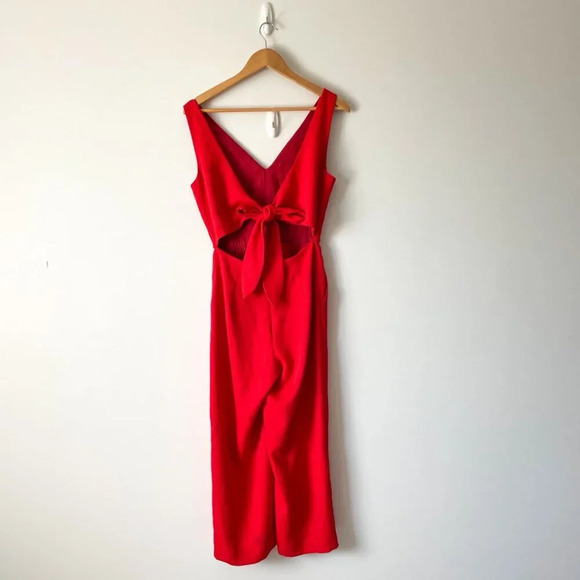 Aritzia Wilfred Ecoulement Jumpsuit V Neck Tie Back Red Size 2 - Picture 6 of 8